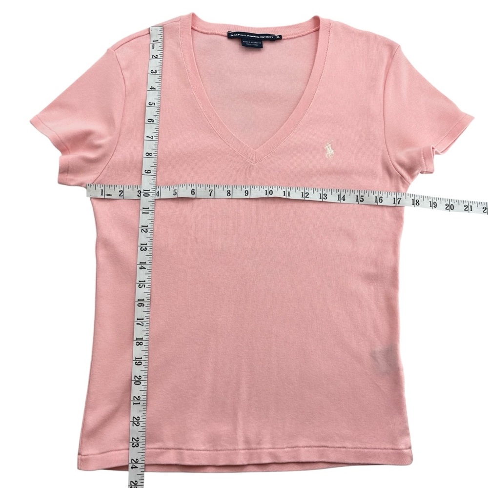 Ralph Lauren Sport Soft Pink Cotton Jersey V-Neck T-Shirt Sz.XL - Picture 9 of 10